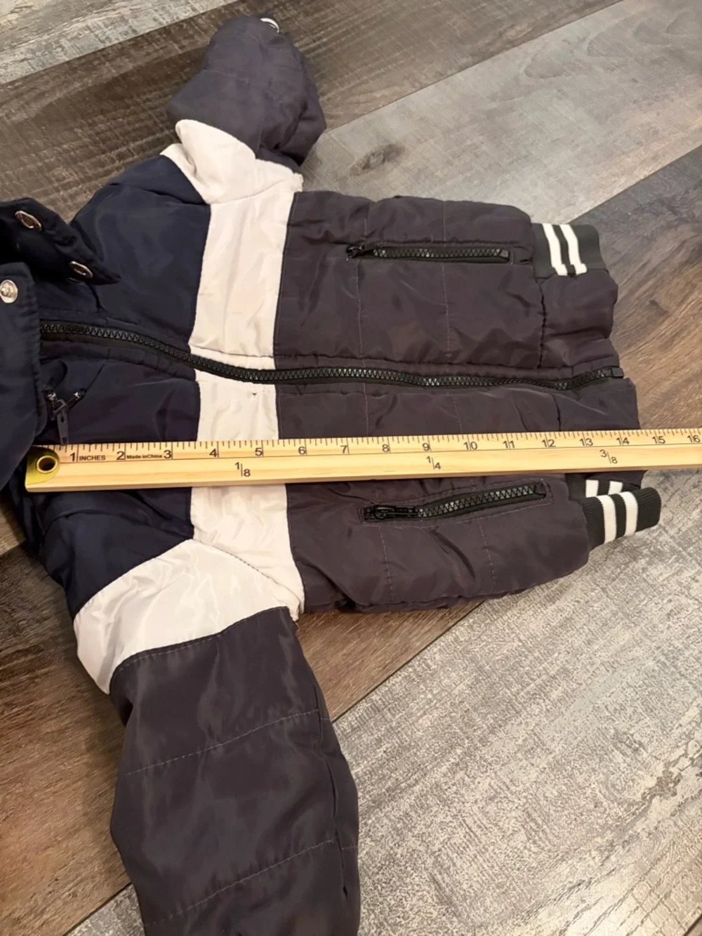 Jeali Sherpa Lined Toddler Puffer Jacket Size 2 Navy Cream